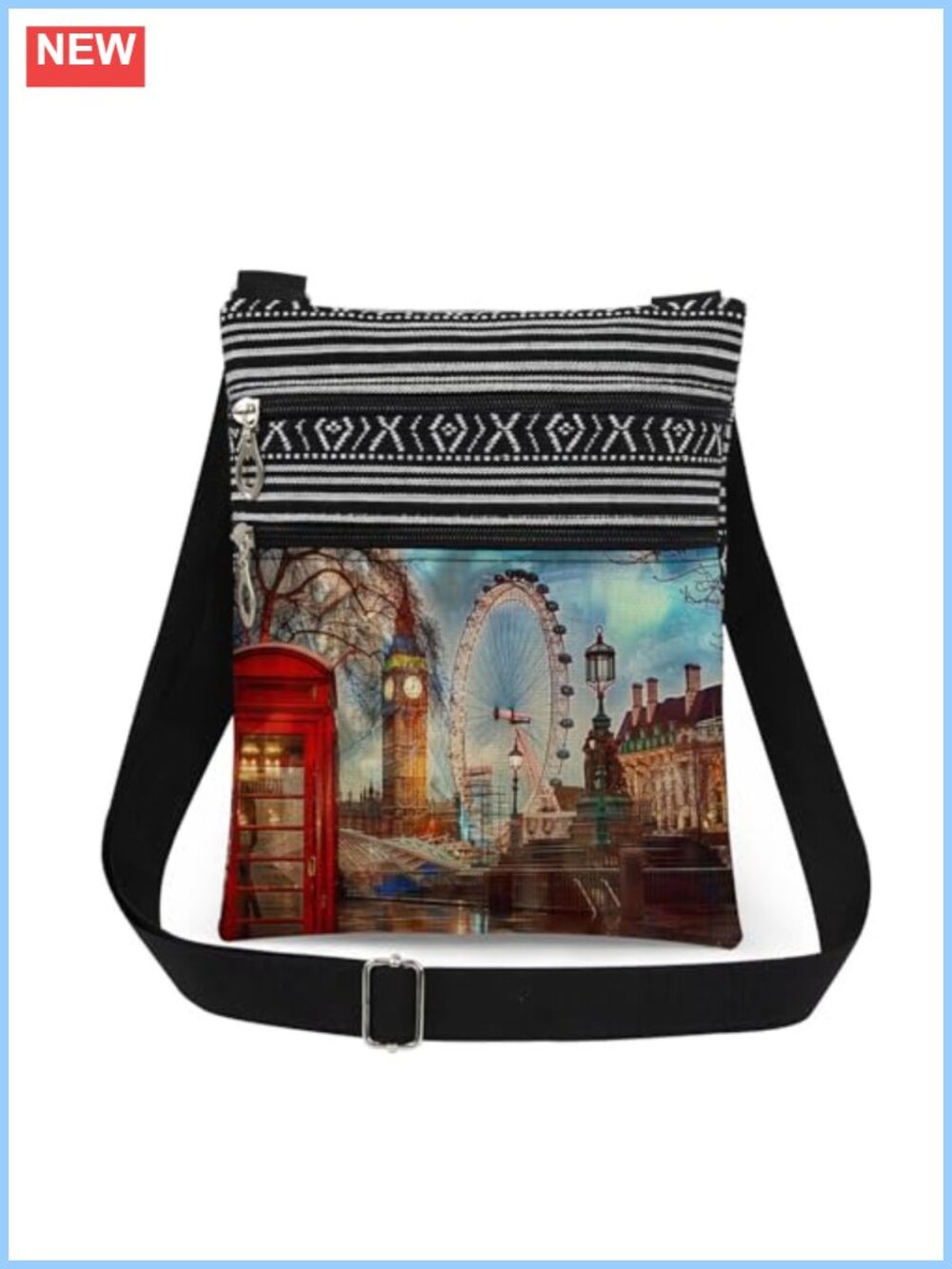 Big Ben Crossbody Bag Adjustable Strap Double Zipper Messenger Bag
